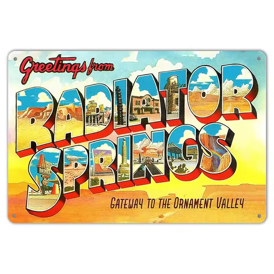 Cars Radiator Springs, plaque décorative en métal