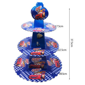 Présentoir à gâteaux Cars avec tour 3 étages Flash McQueen