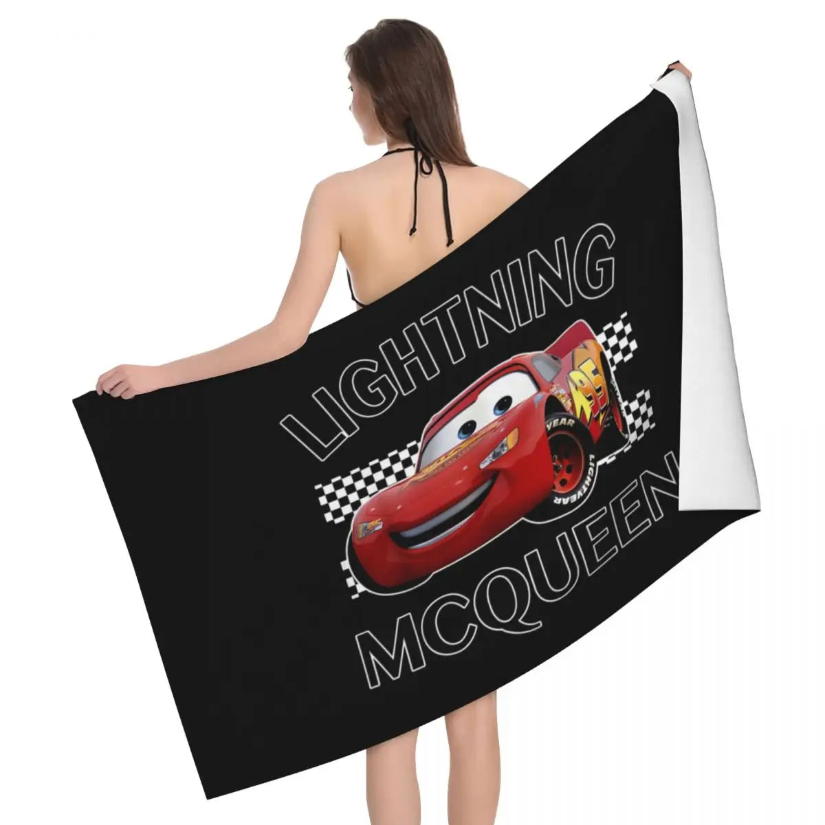 Serviette de plage noire Cars 130x80cm – Image 2