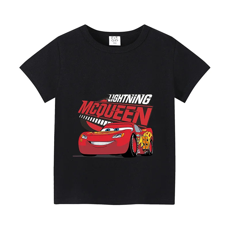 T-shirt enfant Cars Lightning McQueen en noir, rouge ou bleu