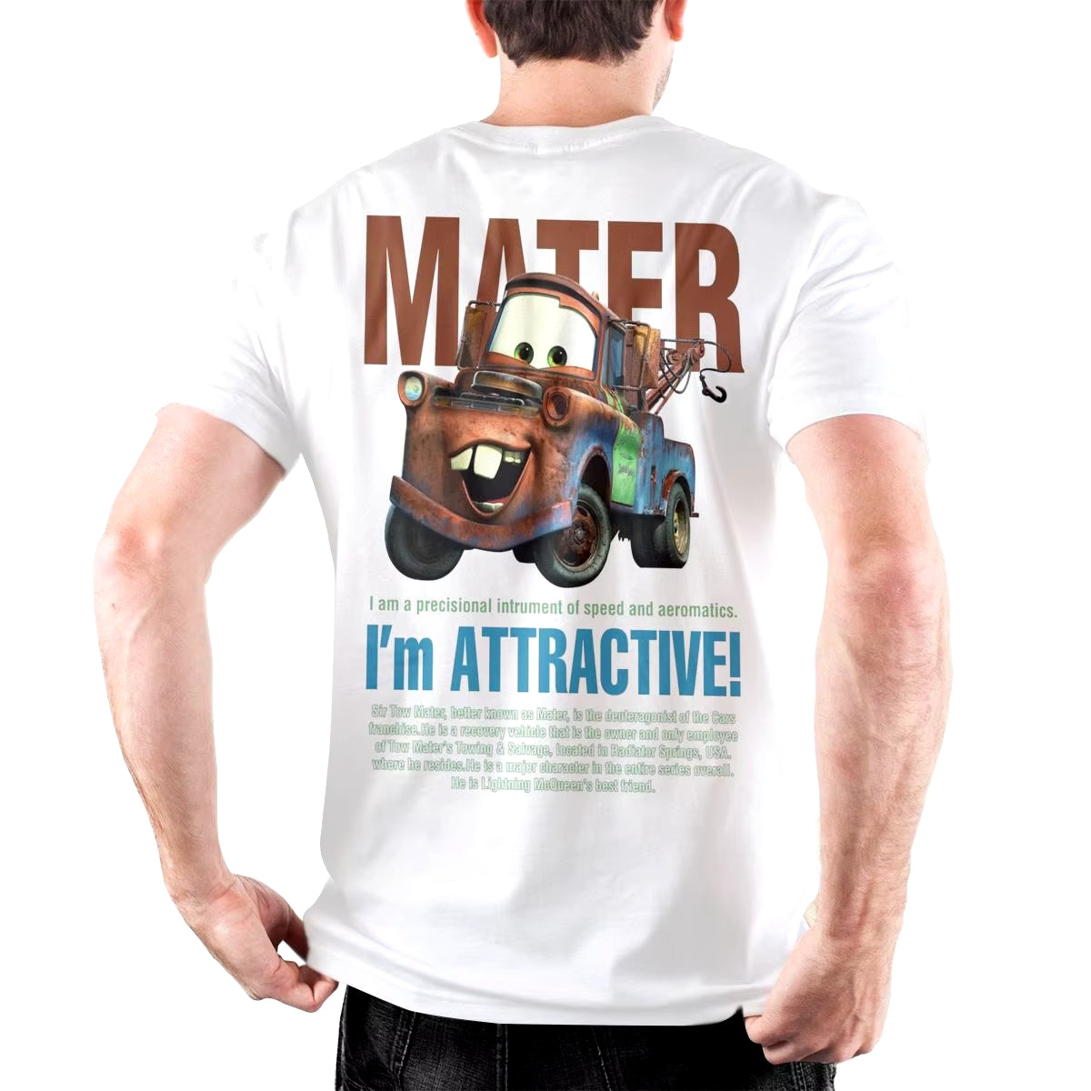 T-shirt Cars Martin « Mater » le Dépanneur « I'm Attractive » noir ou blanc – Image 2